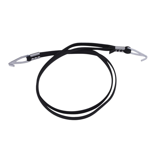 Correa para equipaje de bicicleta retráctil con ganchos Correa de plana Banda elástica Cordón de 80 cm Negro Cola correa fija para equipaje de bicicleta