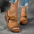 thumbnail image 2 of Brown Feminine Durable Spring Summer Footwear Lotus Round Toe Open Toe And One Foot Wedge Heel Thick Soled Perfect For Fishing And Boating, 2 of 9