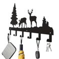thumbnail image 2 of IVV Metal Wall-Mounted Key Holder – 6-Hook Cold-Rolled Steel Rack for Clothes, Bags & Keys, Elk & Doe Accent, 13.66"W, Black, 2 of 9