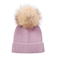 thumbnail image 4 of AWZXDE Kids Knit Winter Hat With Pom For Outdoor Cold Weather Warm Ear Light Purple, 4 of 4