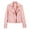 Pink XXL, variant on Women Jacket Faux Leather Smooth Surface Turn-down Collar Zip-up Zipper And Rivet Decor Long Sleeves Motorcycle Coat Travel Outerwear