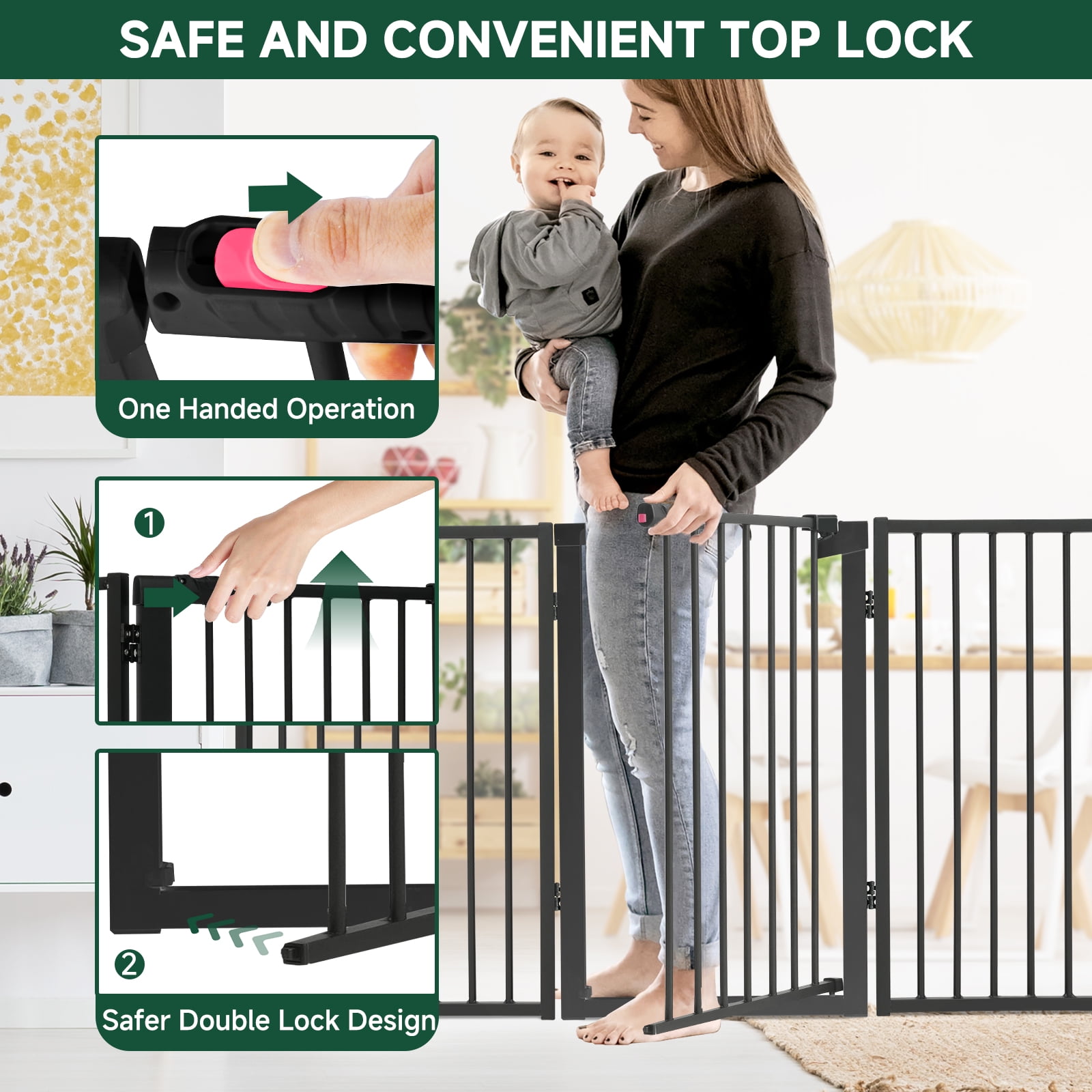 Furggis Pet Playpen, Dog Pen Foldable, Dog Exercise Fence with 4 Panels, 32"H - Black