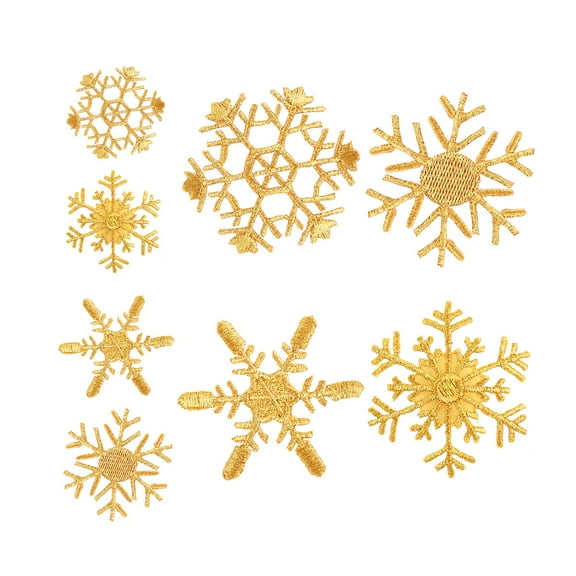 HONMEET 8Pcs Golden Snowflake Embroidery Patches for Clothing Christmas Decoration and Repair Accessories