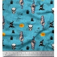 thumbnail image 1 of Soimoi Blue Poly Georgette Fabric Hand,Snake & Skull Halloween Print Fabric by the Yard 52 Inch Wide, 1 of 1