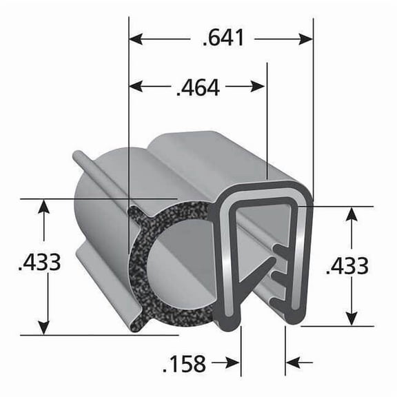 Trim-Lok Black Vinyl Seal 100 ft. L, 0.641" W, 0.433" H DDA1549-100