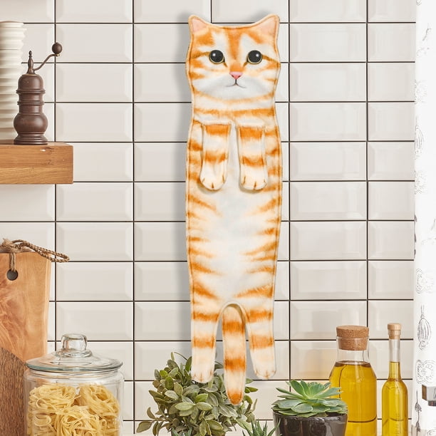 Toalla de Mano Colgante con Simulación de Gato, Absorbente para Lavarse La Cara