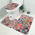 thumbnail image 2 of Pioneer Flower Floral Print Pattern Bathroom Rugs Sets 3 Piece,Toilet Cover Set,Absorbent Non Slip Bathroom Mats Sets with U-Shaped Contour Rug Toilet Rug Set, 2 of 5