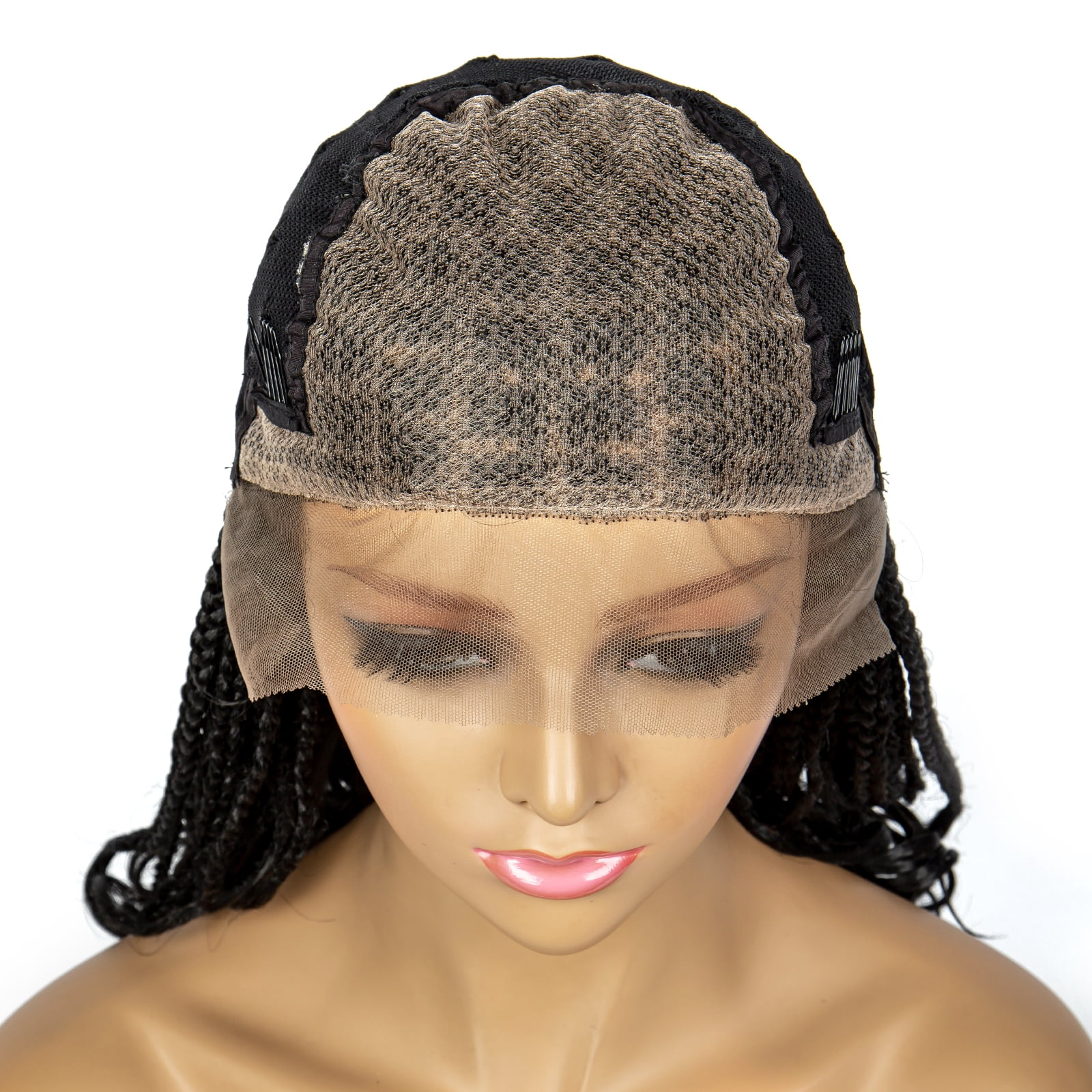 Braided Wigs for Black Women Synthetic Lace Front Wigs Square Knotless Box Braided Wigs Lightweight Cornrow Braid Braiding Hair Wigs 18 inches(1B Color)