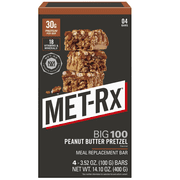 MET-Rx Big 100 High Protein Meal Replacement Bars, Peanut Butter Pretzel, 30g Protein, 3.52 oz, 4 Count