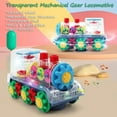 thumbnail image 3 of ERK 1Pcs Transparent Gear Locomotive Light Up Train Railway Engine Toddler Musical 3D Gears Bump & Go For Kids With 360° Rotation Function Lights And Music, 3 of 5
