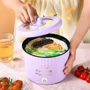 Mini Rice Cooker & Hot Pot | Portable 1.2L Nonstick Ramen Cooker, Fast , Electric Steamer for Stir-Fry, Soup, Porridge | Red/Purple | Easy Clean, Travel-Friendly