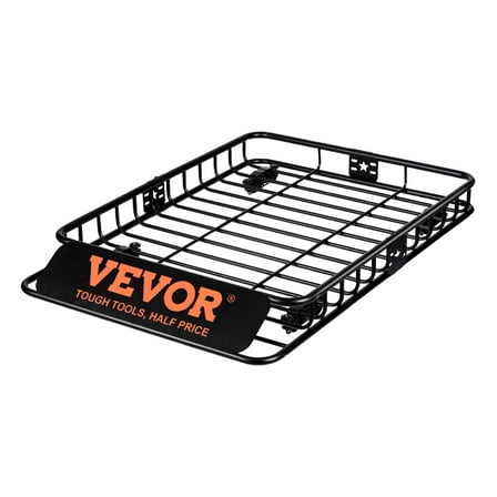 Roof Rack Basket 200 LBS Capacity, 46x36x4.5 Inch Cargo Carrier for Truck SUV, Heavy Duty Steel Car Roof Basket with Wind Fairing & U-Bolts
