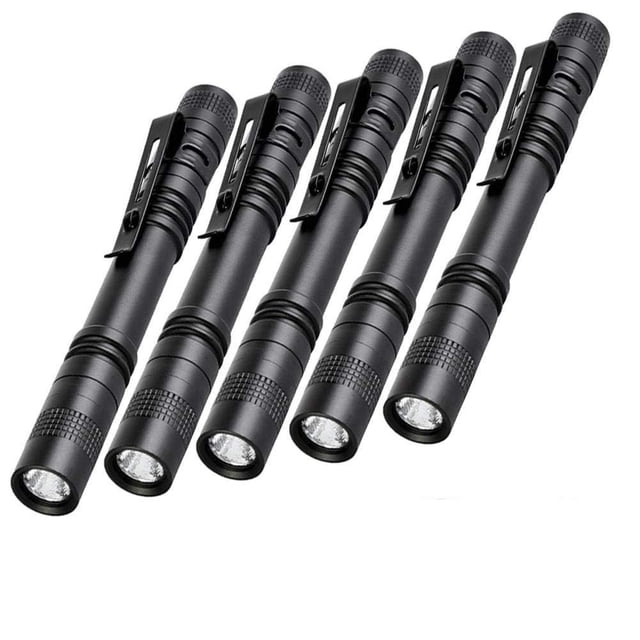 Linterna Tileon Pen linterna de 500 lúmenes con clip, 5 piezas con AAA