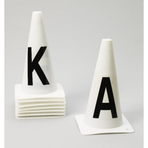 Ovation A B C E F H K M Equestrian Sport Durable On-Set White Dressage Cones with Contrast Black Letters Set of 8