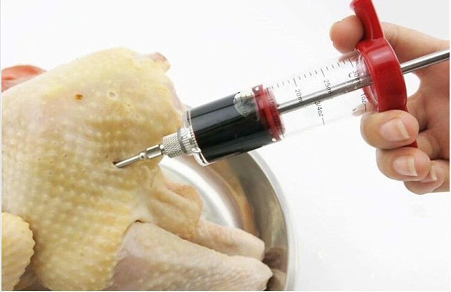 Plastic Marinade Injector Syringe with Screwon Meat Needle, Turkey