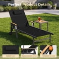 thumbnail image 4 of Harbweb Outdoor Chaise Lounge Chair Set of 2, 5-Position Adjustable Sun Tanning Chair with Pillow, Aluminum Patio Lounge Chair with Wheels & Armrests for Garden, Beach, Patio, Pool, Black, 4 of 8