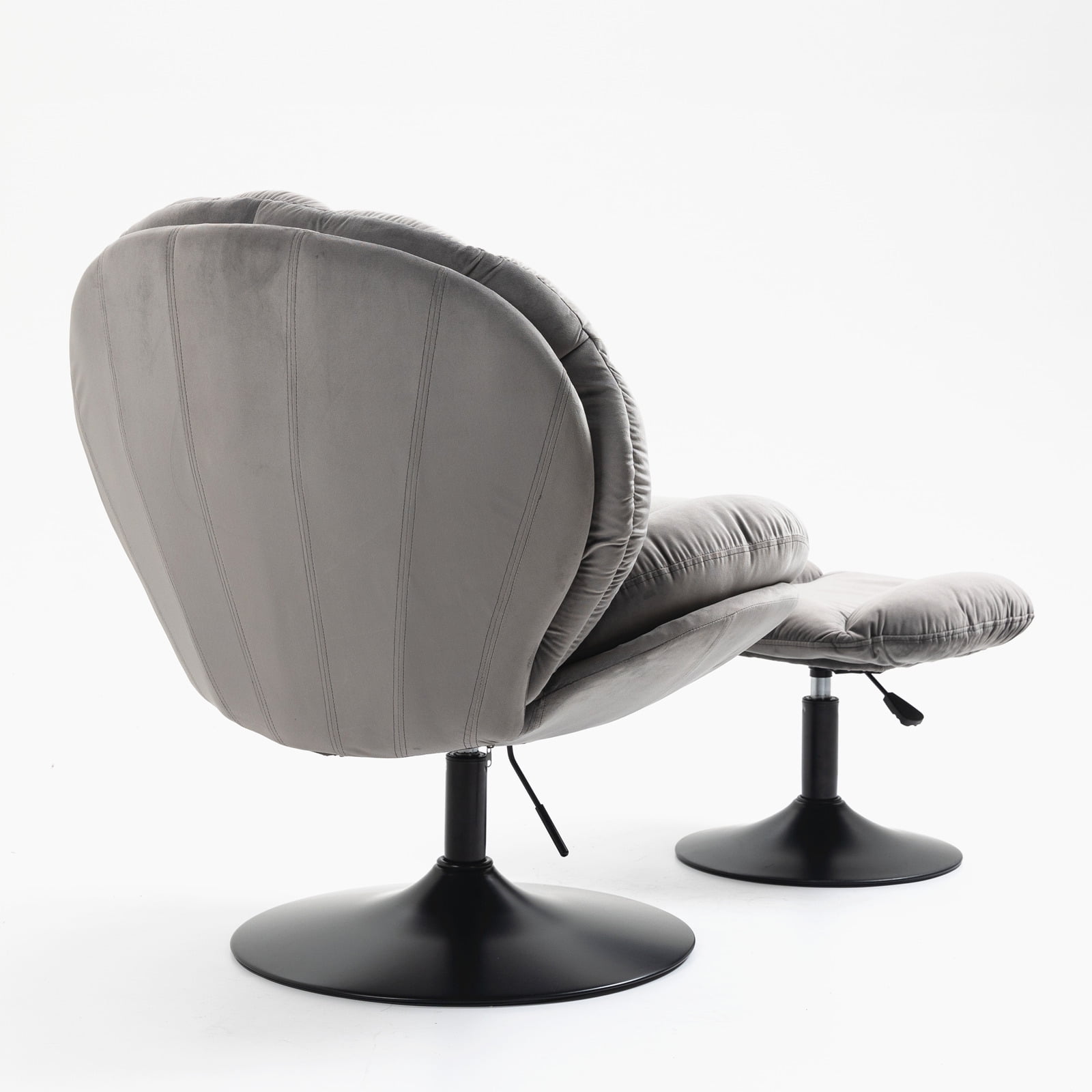 Yardi Yard Modern Swivel Upholstered Accent Chair and Ottoman, Adjustable Seat Height Velvet Office Chair Gray Yardi Yard Modern Swivel Upholstered Accent Chair and Ottoman, Adjustable Seat Height Velvet Office Chair Gray