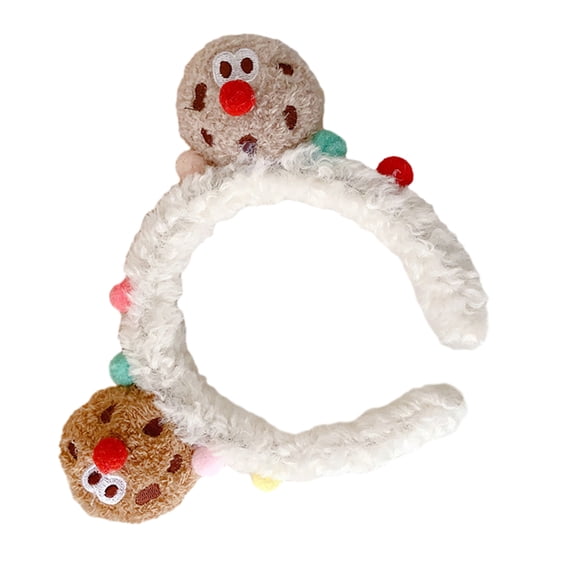Cute 3D Cartoon Cookie Headband Makeup Hair Hoop Fuzzy Furry Plush Hairband Hair Accessories Photo Props for Women Girls