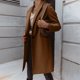 thumbnail image 4 of Puntoco Otoño e Invierno Mujer Casual tops Chaqueta Traje de manga larga Cuello Correa en la cintura Cárdigan sólido Botones Abrigo de lana Cortavientos Puntoco Puntoco-5470, 4 of 8