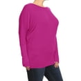 thumbnail image 2 of Women's Plus Size Dolman Long Sleeve Solid Loose Fit Tunic Top, 2 of 4