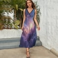 thumbnail image 3 of Neon Summer Starry Sky Womens Night Club Maxi Dress V Neck Sleeveless Bohemia Long Dresses, 3 of 9
