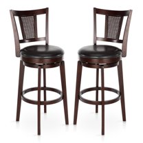 Sophia & William 30" Swivel Bar Stools Set of 2 Faux Leather Swivel Counter Stools with Curved Back Rest for Kitchen Island, Black