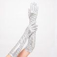 thumbnail image 5 of Unique Bargains 1 Pair Party Gloves Elegant Extra Long Sequin Long Opera Party Gloves 23.62"x4.72" Silver Tone, 5 of 5