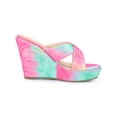 thumbnail image 3 of BLISSFUL STEP Women's Tie Dyed Strap Platform Slide Wedge Heels Sandals Pink Green 8.5, 3 of 7