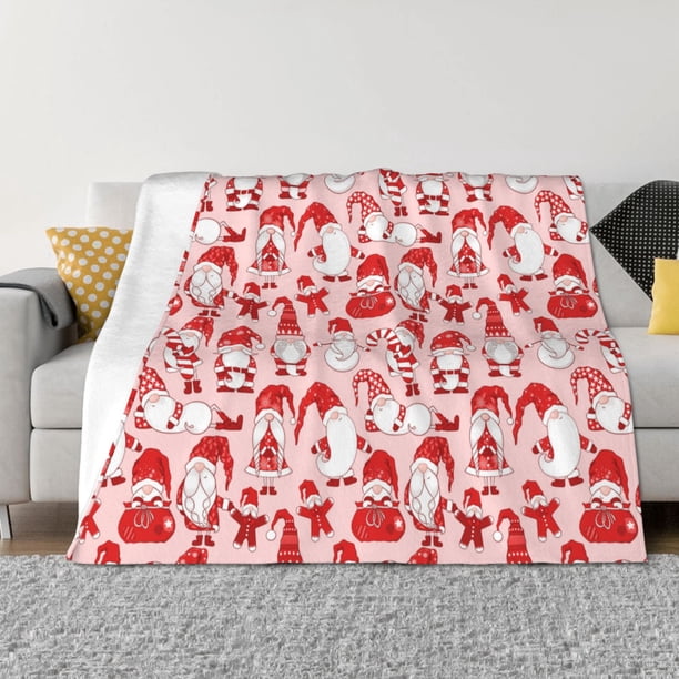 Fotbe Gnome Merry Christmas Manta de Franela con Estampado, Manta Ultrasuave para Cama, Sofá, Auto, Hipoalergénica y Antibolitas-80"x60"