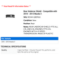 thumbnail image 2 of Rear Undercar Shield - Compatible with 2010 - 2013 Mazda 3 2011 2012, 2 of 2