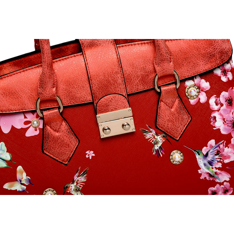 Hummingbird Bloom Scratch & Stain Resistant Top-Handle Bag [KP6669