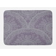 thumbnail image 1 of Mandala Bath Mat, Oriental Inspired Lace Looking Ornaments in Round Shaped Framed Design, Plush Bathroom Decor Mat with Non Slip Backing, 29.5" X 17.5", Pale Grey and Mauve, by Ambesonne, 1 of 2