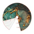 thumbnail image 3 of Salouo Emerald Color Gold Marble Christmas Tree Skirt 30" Farmhouse Christmas Decorations Snowman Xmas Tree Skirt Tree Mat for Holiday Party Decor, 3 of 8