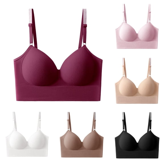 Women's Wireless Bra, Full Coverage Underarm Smoothing V Neck Bra with Adjustable Straps, Support Lift Comfort Bra | VerBelle,Black L