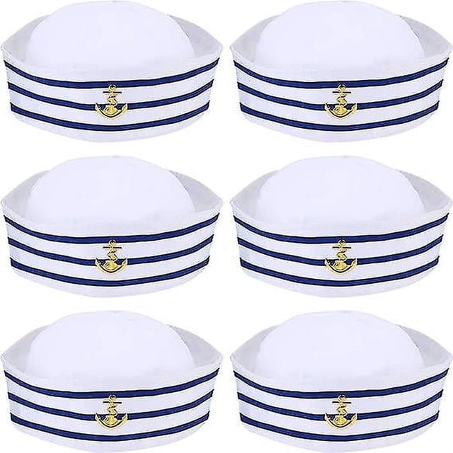 Sombreros de marinero Sailing azules y blancos 6 Piezas para niños estilo clásico