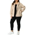 thumbnail image 2 of MODA NOVA Juniors Plus Button Down Bomber Corduroy Jacket Khaki 3X, 2 of 6