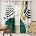 thumbnail image 5 of Kitchen Curtains 84 Inch Length 2 Panels, Boho Green Grommets Window Treatment Curtain, Gold Leaf Black Bohemian Plant Circle Flower Thermal Curtains Drapes for Living Room/Bathroom, 5 of 9