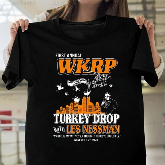 First Annual WKRP Turkey Drop Funny Retro Vintage Thanksgiving TV G352 Unisex T-Shirt, Up to Size 5XL