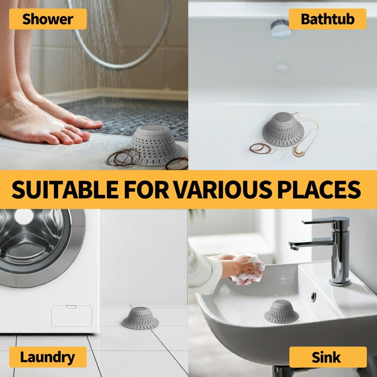 Propuri Bathtub Drain Hair Catcher, Silicone, 2-Pack Gray photo 2