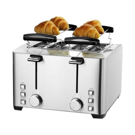 

Home 1500W 4 Slice Toaster With Stainless Steel Warming Rack