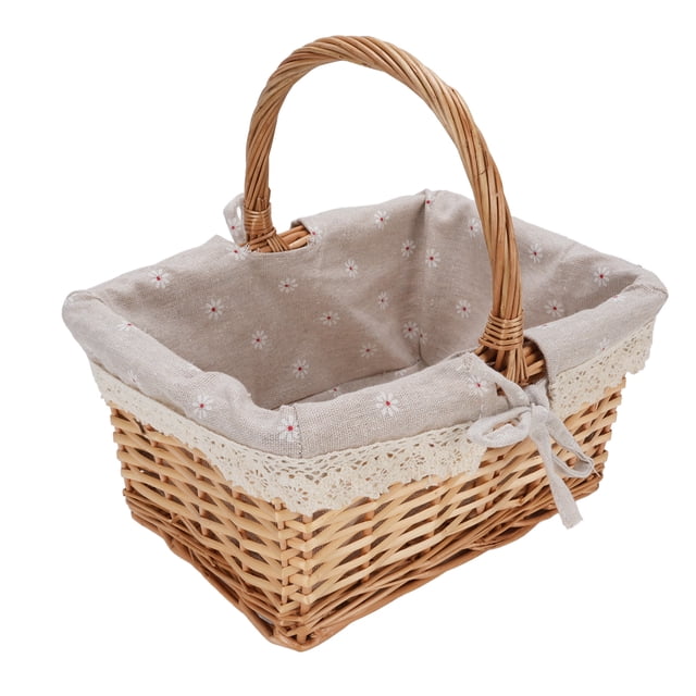 Canasta De Picnic De Mimbre, Cestrín De Picnics Vacío Forraje Desmontable Y Espacioso Capacidad Tejida A Mano Para Acampar, Picnic, Jardín, Pascua