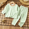 thumbnail image 5 of Vooncas Green Ditsy Floral Kids Girls 2 Piece Pajama Set, Long Sleeve Soft Cotton Sleepwear Loungewear,Size 3 T, 5 of 5