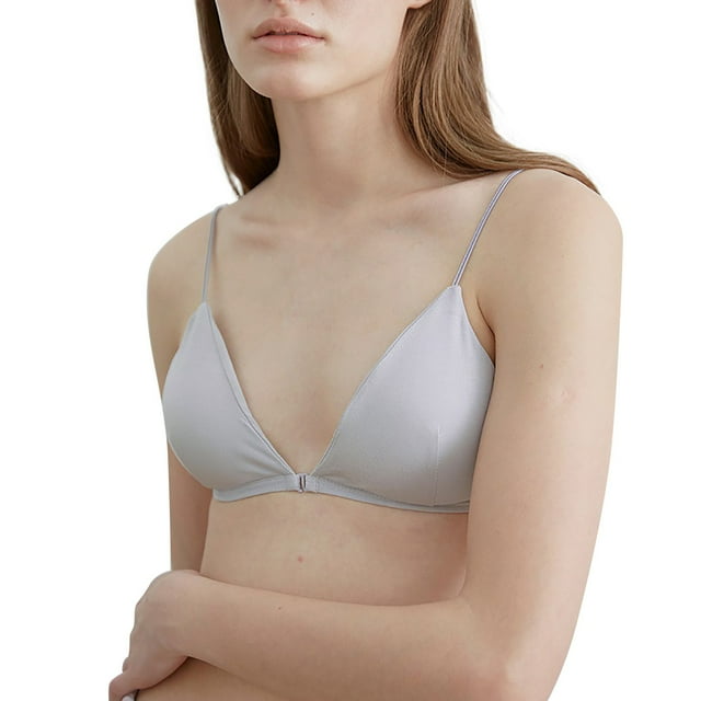Bra Bralette For Women Teens Low Support Triangle V Neck Bra Front Button Slim Strap Training Bra Padded Wire
