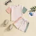 thumbnail image 2 of kpoplk Baby Boy Summer Clothes 12 Months 2 Piece Set Short Sleeve Stripe Tee Pocket Shorts Outfit(Red,18-24 M), 2 of 7