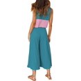 thumbnail image 4 of Roylamp Women's Summer 2 Piece Outfits Round Neck Crop Basic Top Cropped Wide Leg Pants Set Jumpsuits High quality, 4 of 5