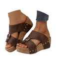 thumbnail image 2 of Slippers for Women,Slippers Comfortable Open Toe Sandals With Thick Sole For Casual Outdoor Relaxation Summer Style,Womens Slippers,Brown,8.5, 2 of 7