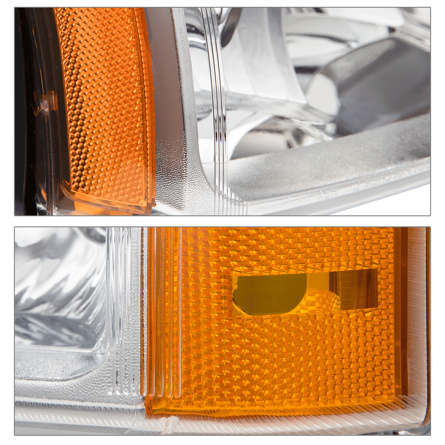 M-AUTO Pair Headlamp Replacement for 03 04 05 06 07 Chevy Silverado/Avalanche Truck, Chrome Housing Clear Lens Amber Corner