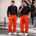 thumbnail image 5 of Hsovts Men 2 Pack Soft Lounge Sweatpants Loose Straight Leg Open Hem Pants Solid Elastic Drawstring Waist Workout Trousers with Side Pockets, Multi Color Bottoms 2 Pack Orange 5xL, 5 of 5