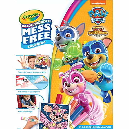Crayola Paw Patrol Color Wonder Set, 24 Mess Free Coloring Pages & 5 Markers, Gift for Kids, Age 3, 4, 5, 6