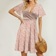 thumbnail image 5 of WTOBBY Women's Summer Dress Loose Beach Vacation Casual Deep V Neck Vest Style Floral Print Shirt Dress, Elegant for Resort and Holiday,Pink M, 5 of 5
